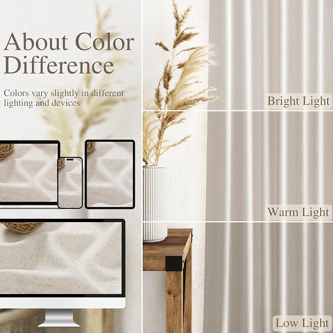 Pearl White Linen Curtains 102 Inches Long - Image 3