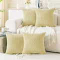 Set of 4 Pale Yellow Decorative Throw Pillow Covers 22x22 Inch Corduroy Pillow by Cozoomy