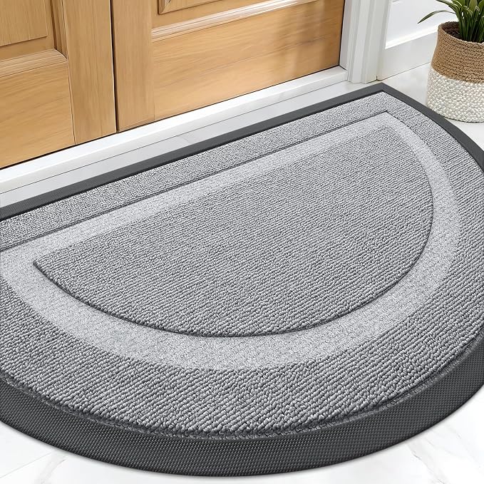 OLANLY Half Circle Front Door Mat Outside 71x23 All-Season Rubber Doormat | Ash by OLANLY