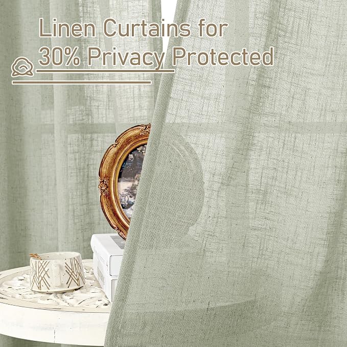 LAMIT Sage Grey Linen Curtains 45 inches Long - Image 6