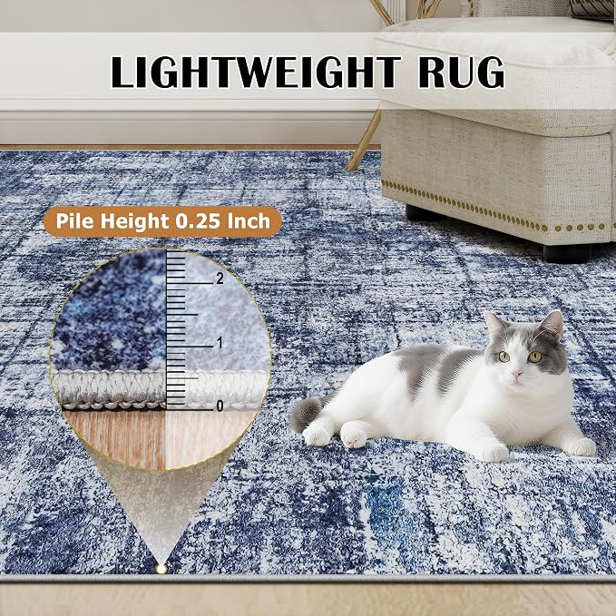 8x10 Area Rugs for Living Room Washable Rug: Anti-Skid Abstract Modern Living - Image 6