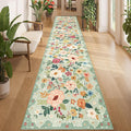 DUKINO 2.6x12 Kitchen Runner Rug, Floral Non Slip Long Washable Rug, Stain by DUKINO