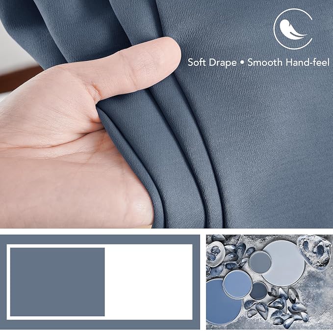 Deconovo Blackout Curtains, Thermal Insulated, W52 x L84 2 Panels, Back Tab - Image 7