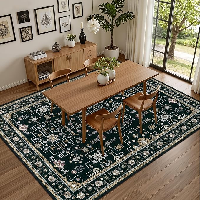 Area Rugs 9x12 Living Room Rug: Washable Rug Soft Vintage Boho Medallion Carpet - Image 5