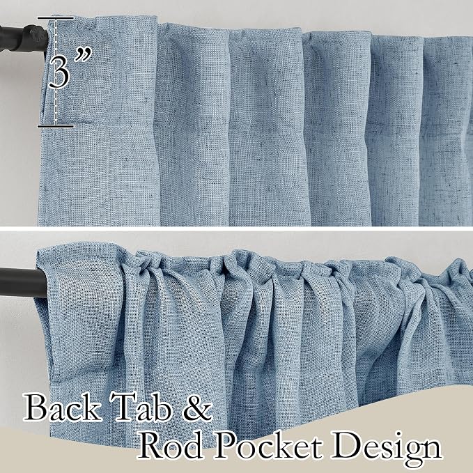RYB HOME Linen Semi Sheer Kitchen Curtains Over Sink 36 inches Length | Light - Image 2