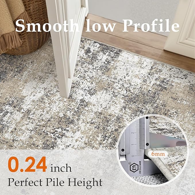 2x6 Abstract Runner Rug Brown Washable Modern Hallway Carpet Non Slip Ultra - Image 5
