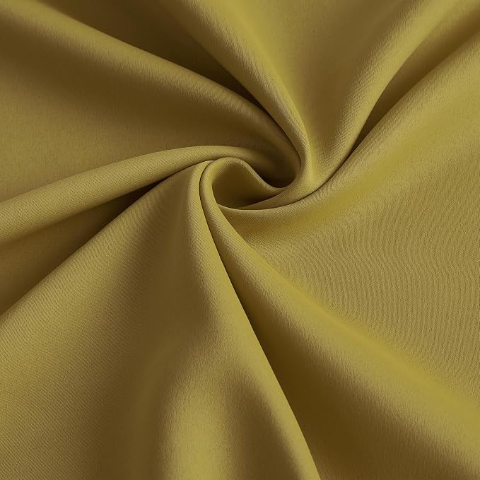 Yellow Pinch Pleated Curtains 120 Inch Length 2 Panels Set Noise Cancelling - Image 7