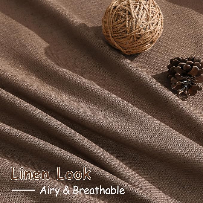 Nanspring Extra Long Caramel Brown Linen Curtains 2 Panels 102 Inches Long - Image 5