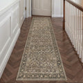 2'6''x12' Brown Vintage Floral Washable Runner Rug by HUGEAR