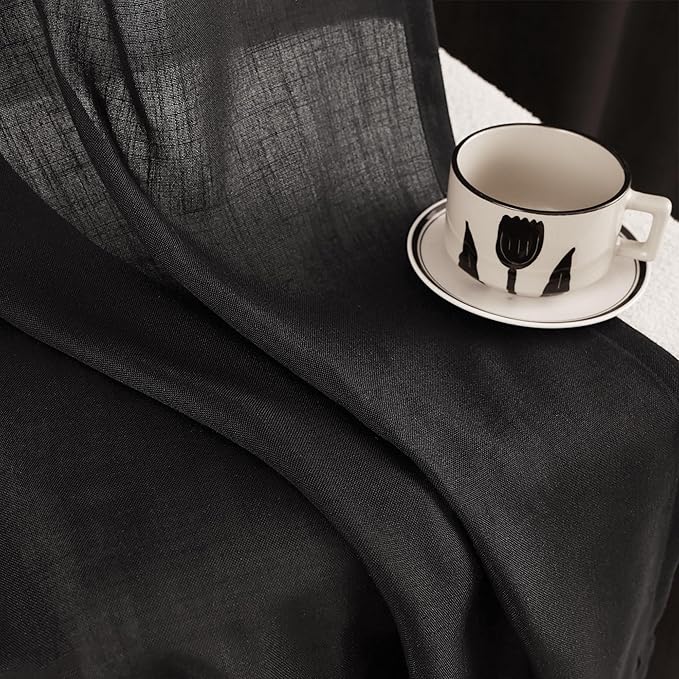 Black Linen Curtains 63 inches Long - Image 4