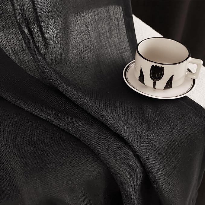 Black Linen Curtains 96 inches Long - Image 2