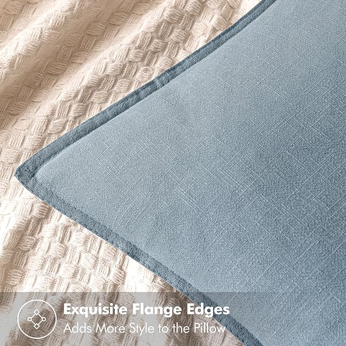 MIULEE Decorative Linen Euro Sham Pillow Covers 22x22 Inch Blue Grey | Boho - Image 2