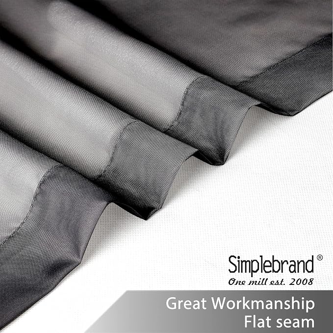 Simplebrand Black Sheer Curtains 108 Inches Long, Extra Long Rod Pocket Solid - Image 2