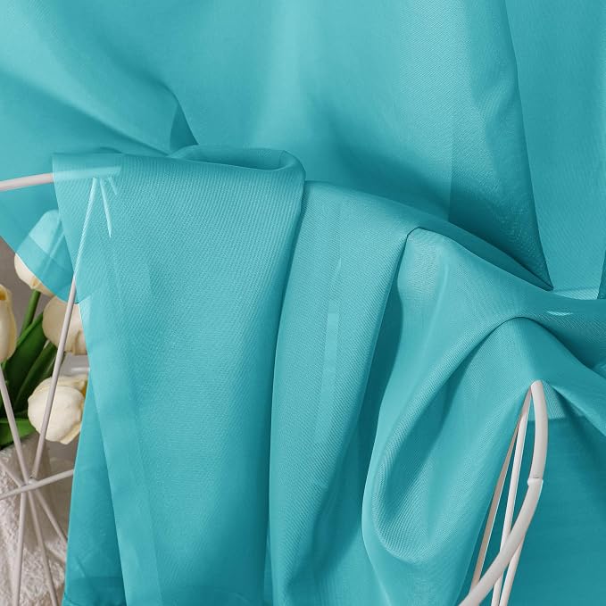 Aiyufeng Turquoise Sheer Curtains 90 Inches Long 2 Panels Set, Light Filtering - Image 7
