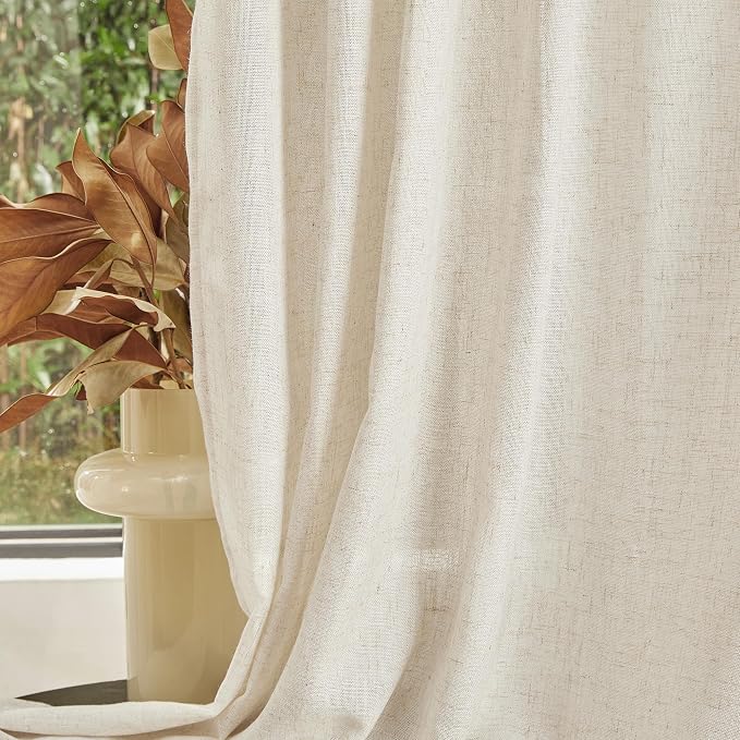 MYSKY HOME Country Curtains for Sliding Glass Door, Back Tab Semi Sheer Curtain - Image 7