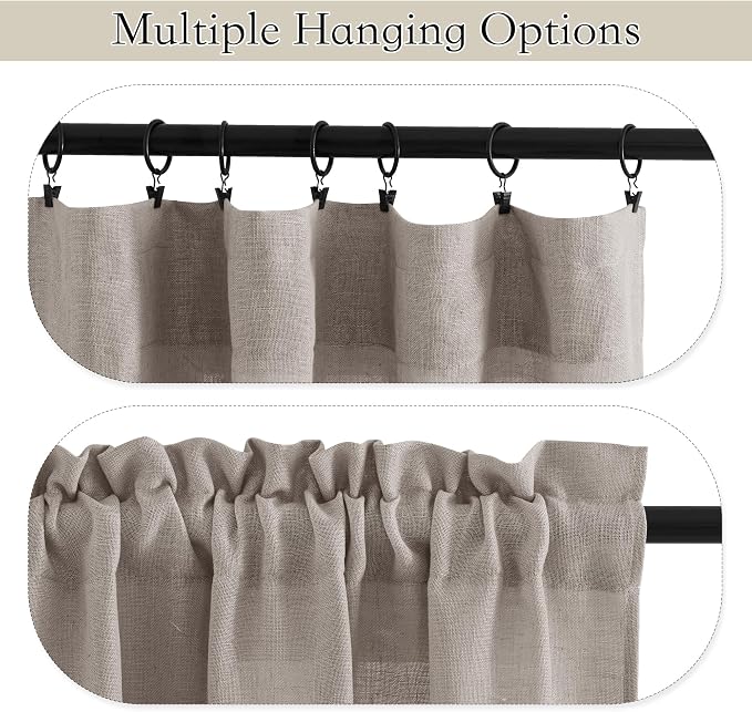 RYB HOME Cafe Curtains 24 inches Length, Linen Sheer Short Curtains - Image 5