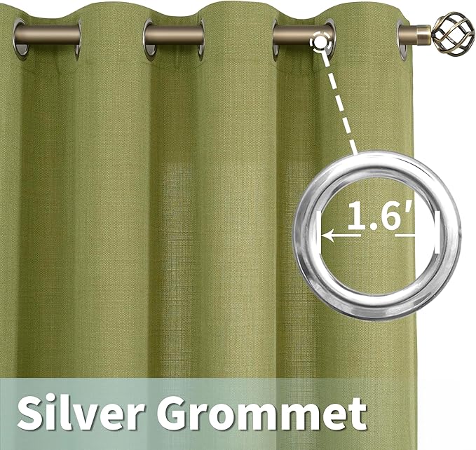 LAMIT Moss Green Linen Curtains 90 Inch Long - Image 5