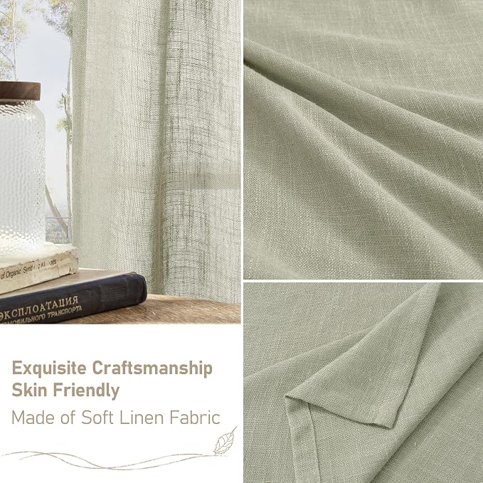 LAMIT Sage Grey Linen Curtains 72 Inch - Image 7