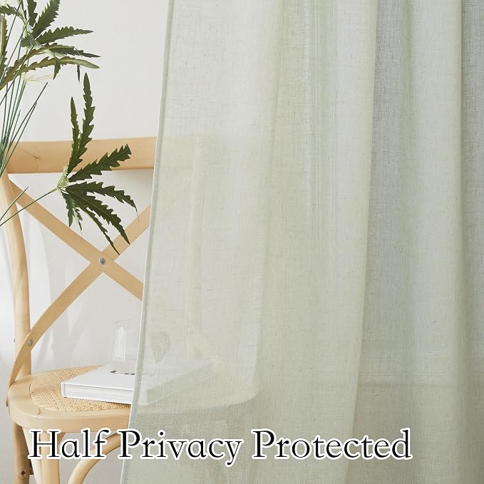 RYB HOME Short Linen Sheer Curtains - Image 4