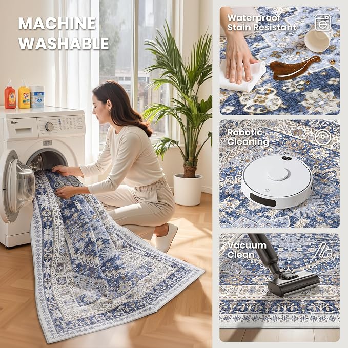 3x16 Runner Rug Non Slip, Washable Hallway Runner Rug, Living Room, Extra Long - Image 6