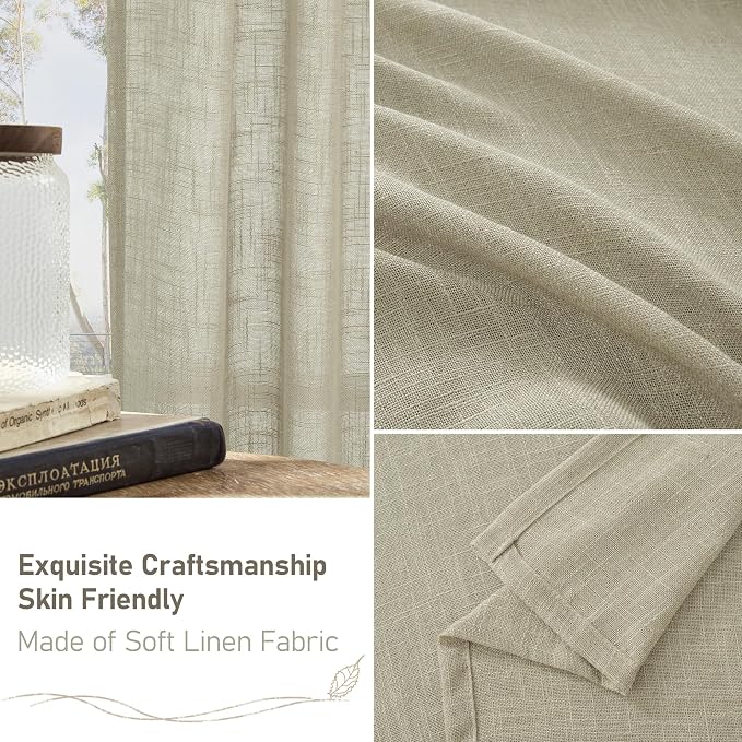 Oatmeal Sheer Linen Curtains 84 Inch Long - Image 7