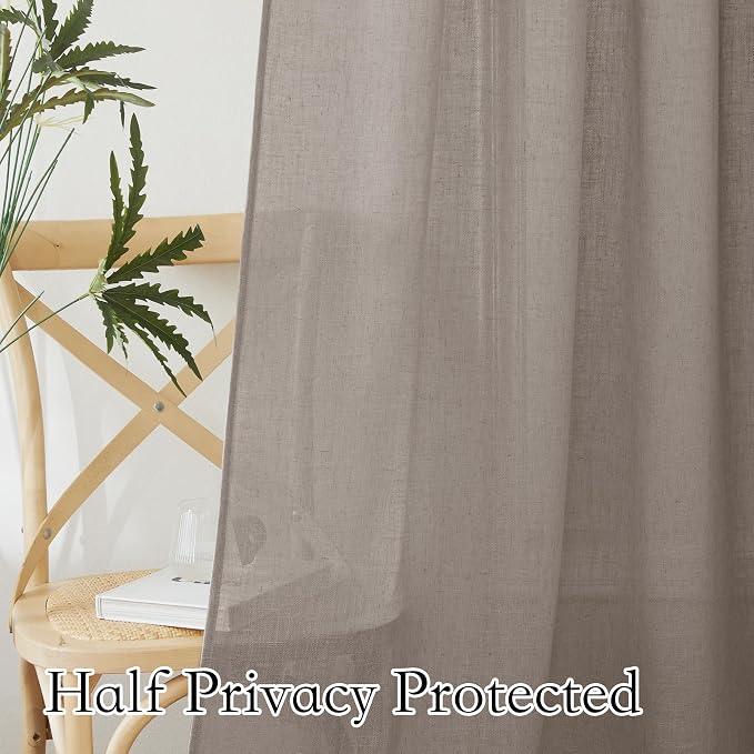 RYB HOME Sheer Curtains 108 inches, Extra Long Floor to Ceiling Curtains | - Image 3