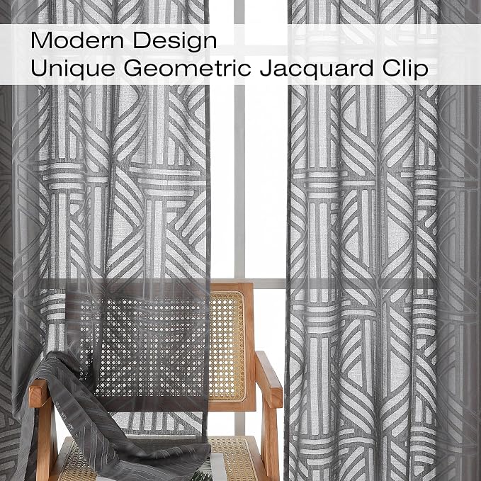 Simplebrand Grey Semi Sheer Curtains 84 Inches Long 2 Panels, Light Filtering - Image 3