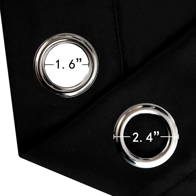 Black Blackout Curtains 40 x 63 Inch Length/Set of 2 Curtain Panels/Thermal - Image 6