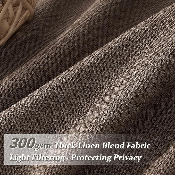 Pinch Pleated Dark Brown Semi Sheer Curtains 84 Inches Long - Image 2