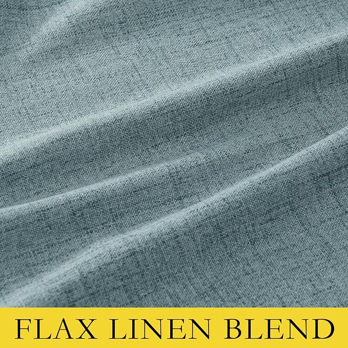 NICETOWN Skylark Blue Bedroom Full Blackout Linen Curtain, Thick Linen Blend - Image 9