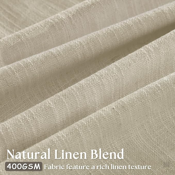 Beige Pinch Pleated Linen Curtains 105 Inches Long 2 Panels | Memory Training - Image 4