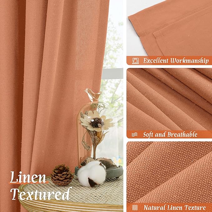 LAMIT Linen Blended Window Curtains 63 inch Length - Image 7