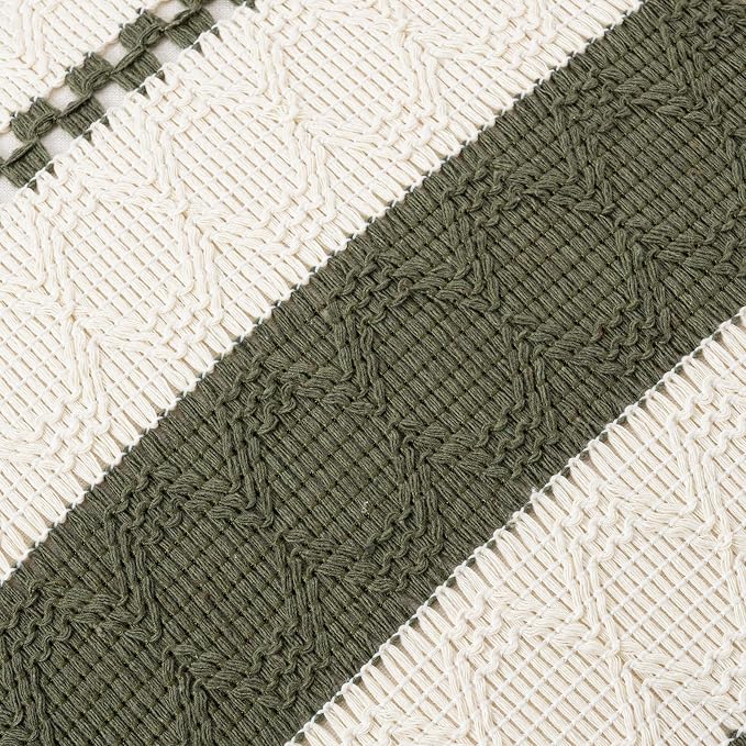 Fancy Homi Set of 1 Boho Olive Green Euro Decorative Throw Pillow Cover 26x26 - Image 4