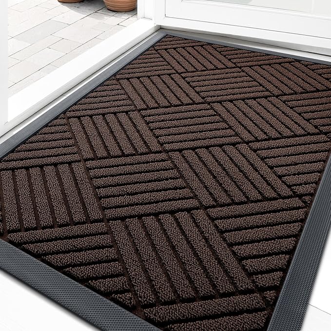 OLANLY Front Door Mat Outside Entrance 35x23, Heavy Duty Sturdy Natural Rubber by OLANLY