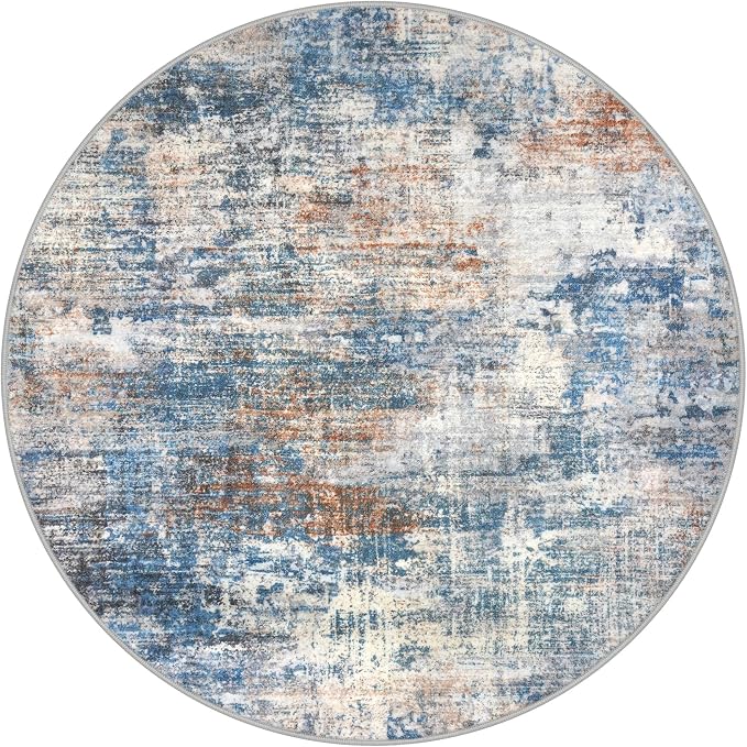 IOHOUZE Abstract Round Area Rug 6 Ft Washable Circle Rugs Large Round Rug Non - Image 9
