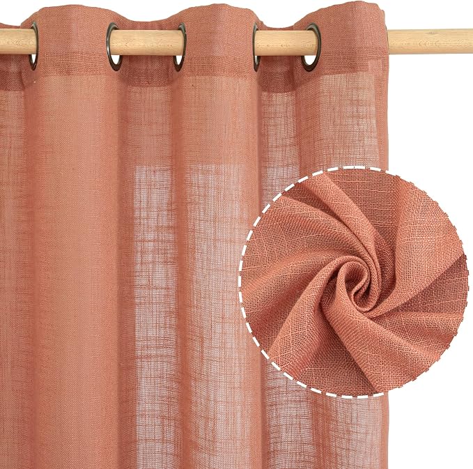 Terracotta Linen Curtains 72 Inches Long - Image 2
