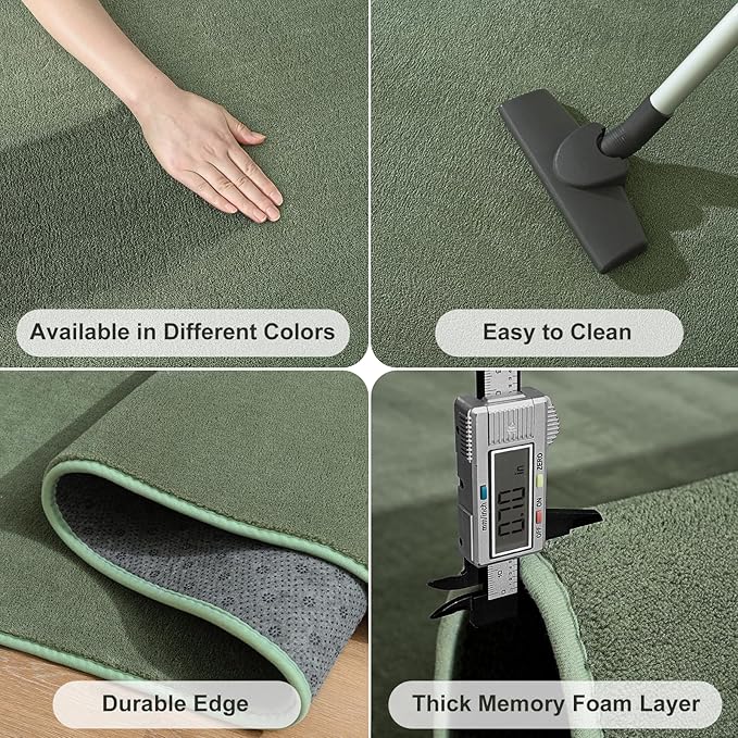 Amearea Modern Area Rugs for Bedroom Living Room, 4x6 Feet Sage Green Thickened - Image 5