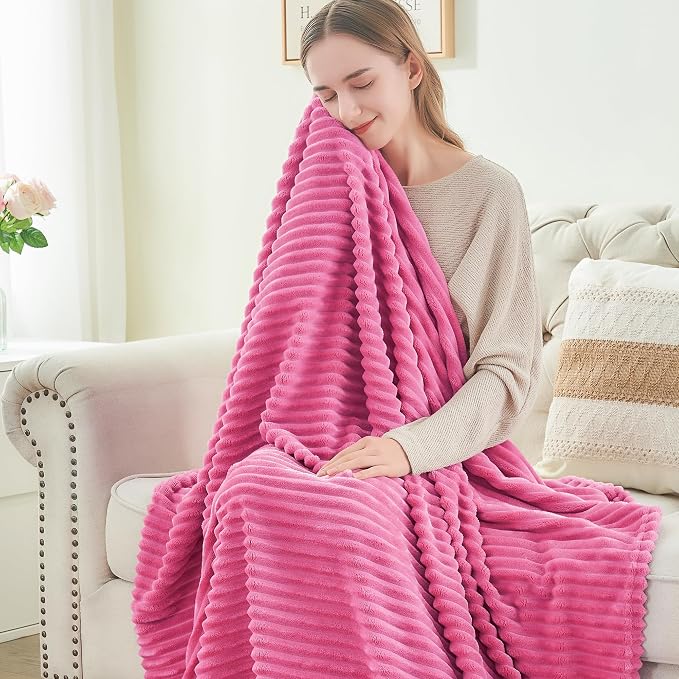 BEDELITE Fleece Blanket King Size – 3D Ribbed Jacquard Soft and Warm Decorative - Image 2