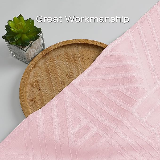 Simplebrand Blush Sheer Kitchen Curtains 36 Inch Length Tier Curtains 2 Panels - Image 6