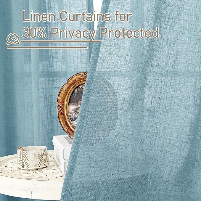 Short Window Sheer Linen Curtains 30 Inch Length - Image 5
