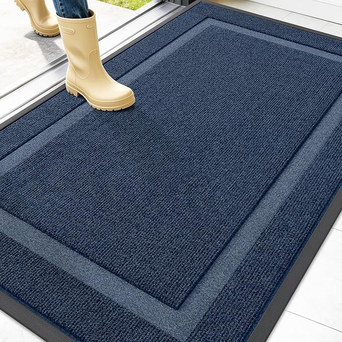OLANLY Front Door Mat Outside 47x32, All-Season Heavy-Duty Rubber Doormat | Blue by OLANLY