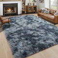 6x9 Large Tie-Dyed Blue and Grey Fluffy Area Rug Non-Slip by ModernHomeDecor