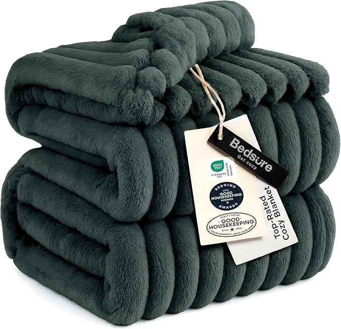 Bedsure GentleSoft Mallard Green Fleece Blanket by BEDSURE