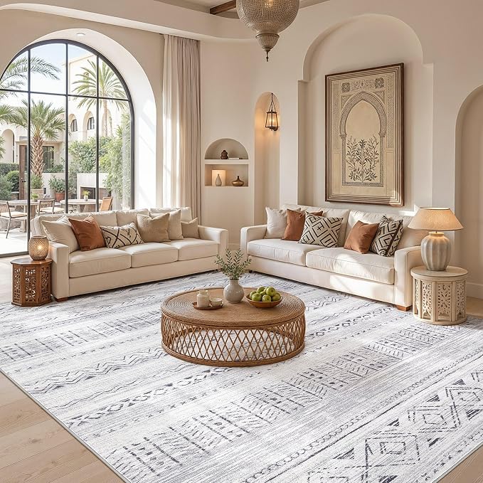 cotiled 6x9 Area Rugs for Living Room: Boho Washable Rug for Dining Room | - Image 5