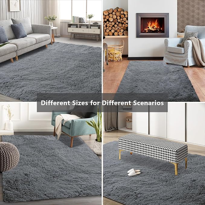 Shag Area Rugs for Bedroom Living Room, 6X9 Ultra Soft Fluffy Area Rugs for Dorm - Image 7