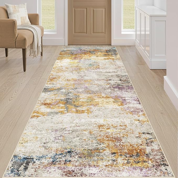 LOONGRUG Runner Rug 3x8 Washable Non-Slip Kitchen Neutral Modern Rug | Abstract - Image 4