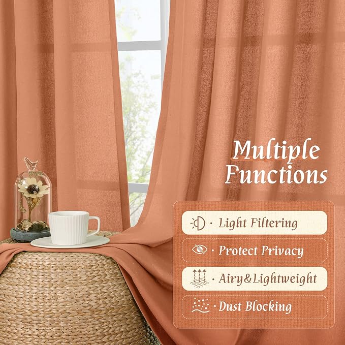 LAMIT Terracotta Linen Curtains 72 inches Long - Image 9