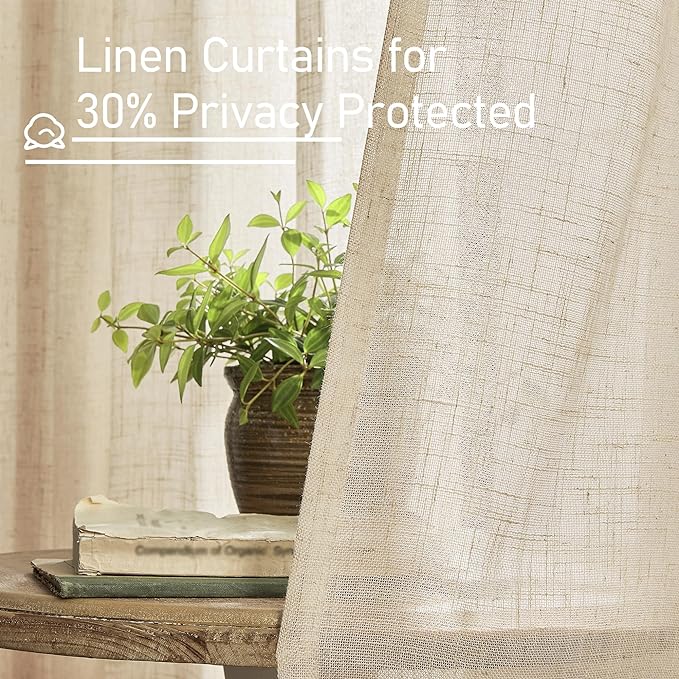 Kitchen Semi Sheer Linen Curtains 24 Inch Length - Image 5