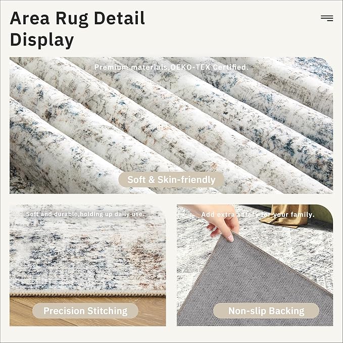 Soalmost 4x6 Area Rug for Living Room, Washable Rugs Non-Slip, Thin Foldable - Image 6
