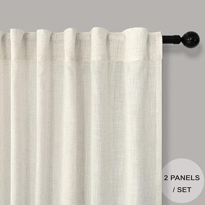 Pitalk Ivory Cream Curtains 86 Inches Long - Image 2